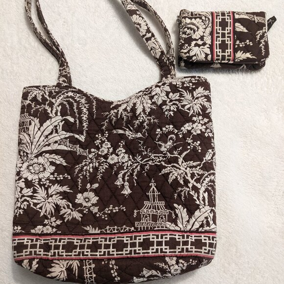 Vera Bradley Imperial Toile Tote Bag Purse Retired with Mini Wallet - Picture 1 of 10